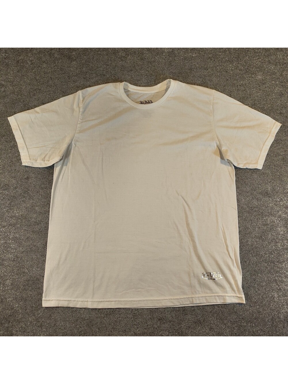 Von Dutch T-Shirt Mens X-Large White Silver Foil Logo Casual Tee 100% Cotton